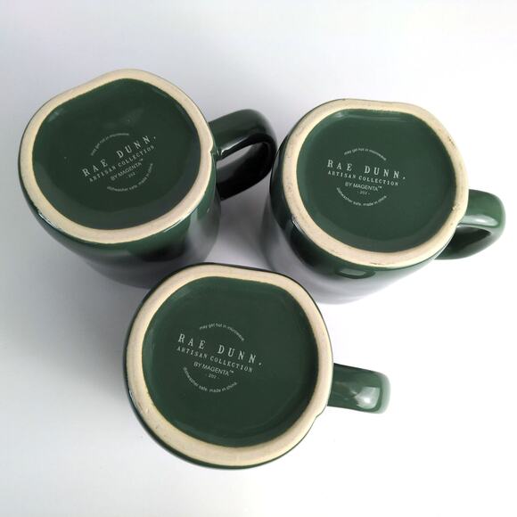 Set of 3 Rae Dunn TREE-RIFIC Summer Camping Coffee Tea Mugs NEW Green Ceramic - Picture 4 of 5